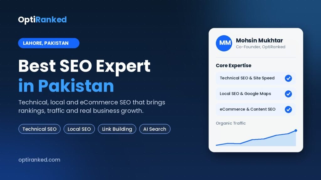Best SEO expert in Pakistan Mohsin Mukhtar, Co-Founder of OptiRanked